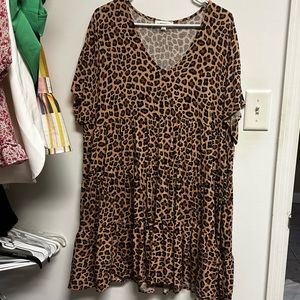 Ee:some Leopard Print V-Neck Dress